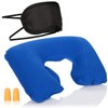 com-four® 3 Piece Travel Set - Inflatable Neck Pillow, Eye