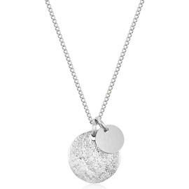 day.berlin Women's Necklace 18 Carat Gold-Plated 45 + 5 cm Variable Length, Fine Sturdy Curb Chain with Plate and Coin Pendant, 316L Stainless Steel, Nickel-Free and Waterproof, Stainless Steel