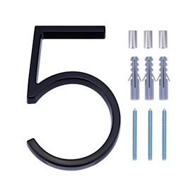 LUTER 5 Inch Numery Adresu Domu Srebrne Numery Uliczne PAmerywaj¬ce Numery Domów Numery Skrzynek Pocztowych Numery Drzwi Dla Numeru Domu (5, Black)