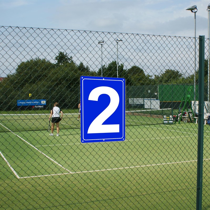 Numbered Sign 2, Aluminum Number Signs for Tennis Court, 12x8