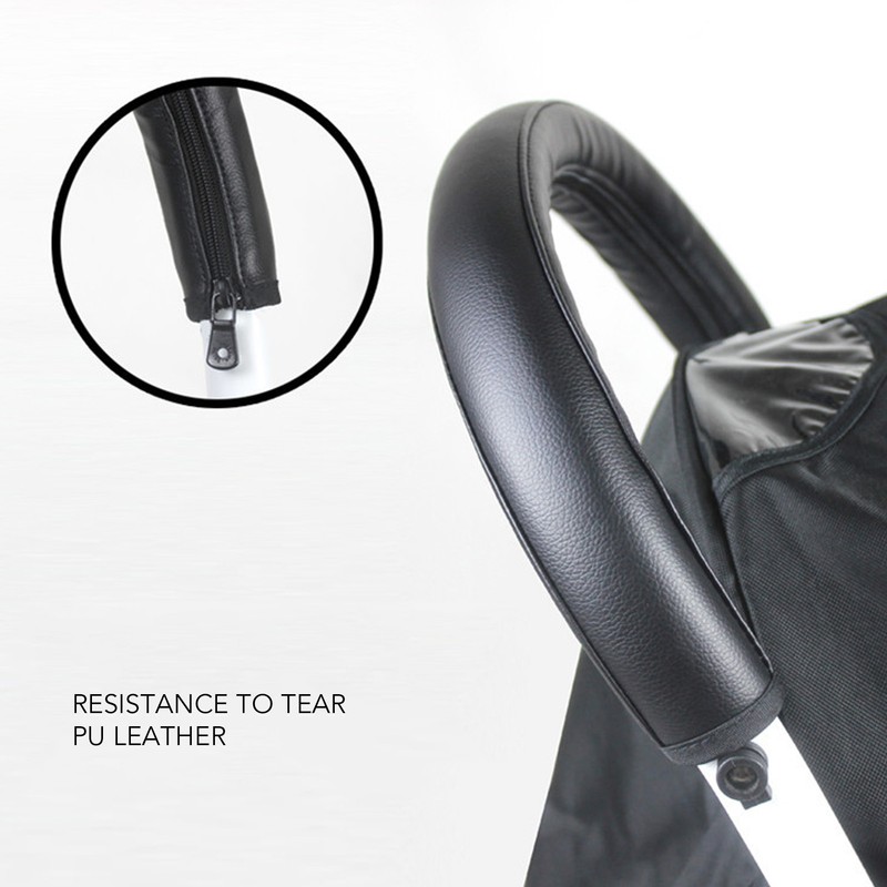 4pcs Stroller Handlebar Cover Waterproof Sweat Absorbing Strong Grip PU