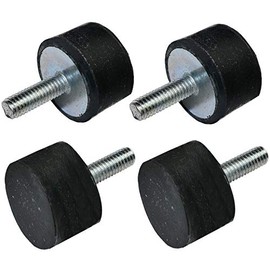 AERZETIX - C47675 - Lot of 4 pieces - Round vibration insulation pads feet - M6 thread - Ø25 mm H: 15 mm - Shore hardness 70 ±5 - in rubber and steel - load 655N 66.8 kg x4
