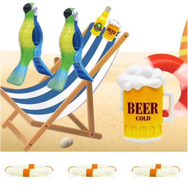 Beach Towel Clips, Granmagazz 4 Pcs Parrot Towel Clips for