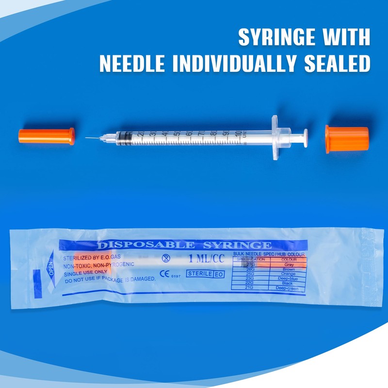 1ml/cc 32G 5/16 Inch Syringes, Lab Dispensing Syringe, Individual Wrapped,