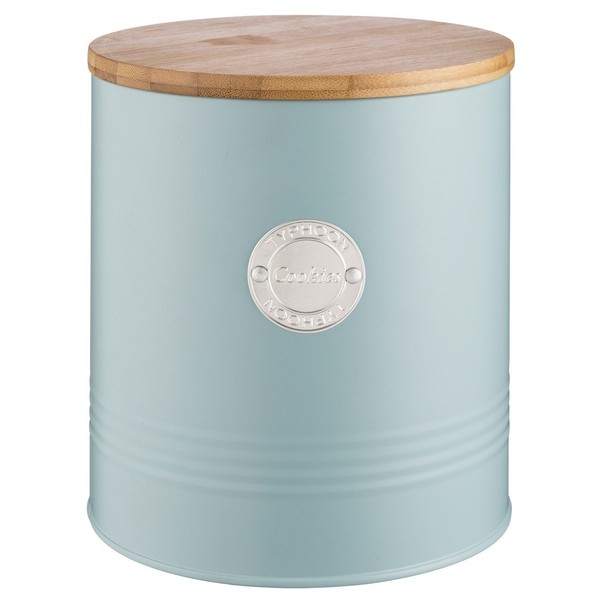 Typhoon Living Airtight Biscuit/Cookie Storage Canister with Bamboo Lid, 3.4 Litre, Blue