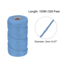 sourcing map 328 Feet Garden Twine, 2mm Craft Jute Twine String Jute for Artwork, DIY Crafts, Gift Wrapping, Light Blue