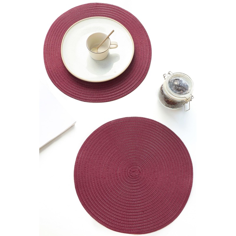 Floroom 15 Inch Round Braided Placemats Set of 4, Washable