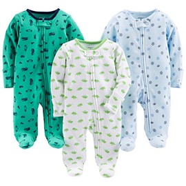 Simple Joys by Carter's Baby Boys' 3-Pack Sleep and Play, Sports, Cars, Dino with Cuffs, Newborn