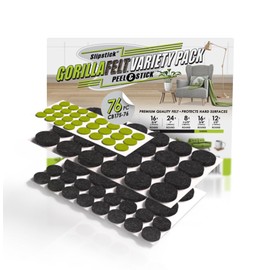 Slipstick Gorilla Felt Furniture Pads (76 Piece Variety Pack) Premium Furniture Pads & Chair Leg Floor Protectors for Hardwood Floors & Hard Surfaces