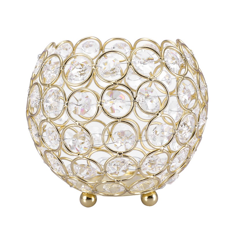 Crystal Tea Light Candle Holders Wedding Decor Table Centerpieces (Gold