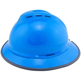 Vented Full Brim Hard Hats with Ratchet Suspensions and Safety Edging - Blue