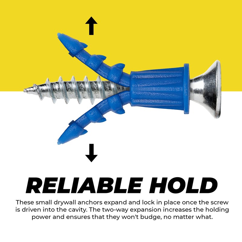 Qualihome Ribbed Plastic Drywall Anchors - Wall Anchors for Drywall
