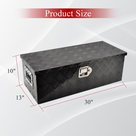 BIGREAT 30''Inch Aluminum Truck Tool Box Truck Bed Toolbox Truck Trailer Chest Box Trailer Underbody Storage Organizer Waterproof Square Storage Organizer w/Lock & Keys Black(‎30"Lx13"Wx10"H)