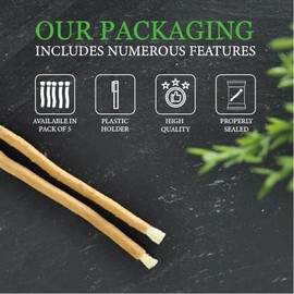 Palo Miswak natural | Paquete de 5 | Limpieza y blanqueamiento de dientes orgánico | Cepillo de dientes Sewak | 05 Miswak con un soporte | Sellado al vacío para frescura | Cuidado bucal y encías