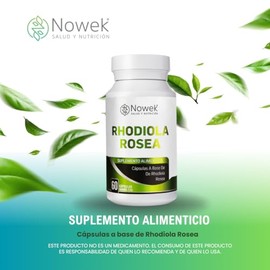 Nowek | Rhodiola Rosea 500 mg | 60 Cápsulas | Suplemento Alimenticio en Cápsulas con Extracto de Planta Natural | Fórmula sin Aditivos | No exceder do