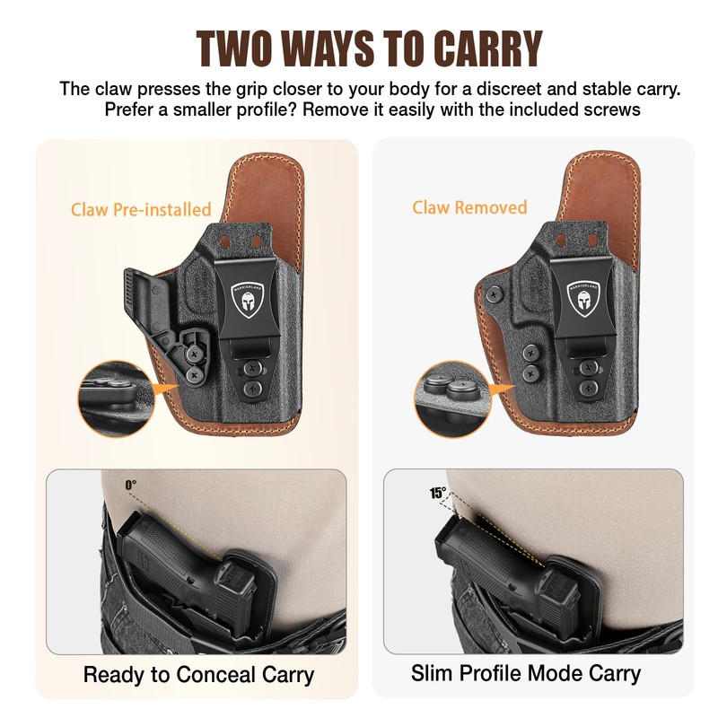 WARRIORLAND IWB Hybrid Holster, Fits for Springfield Hellcat Pro &