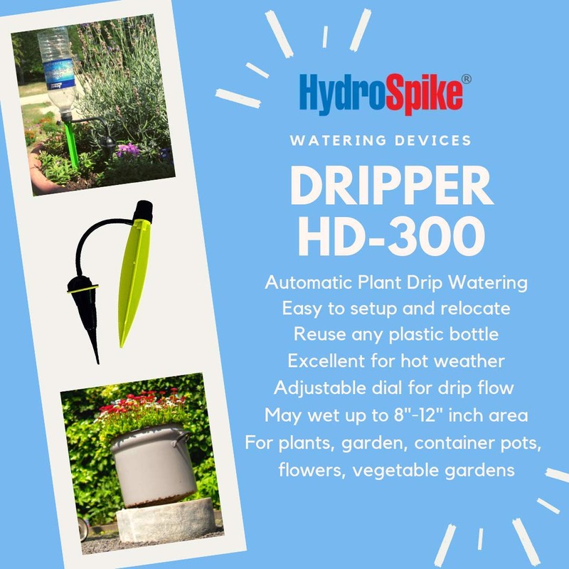 HydroSpike Dripper (3-Pack) Worry-Free Adjustable Drip Flow Watering Kit -