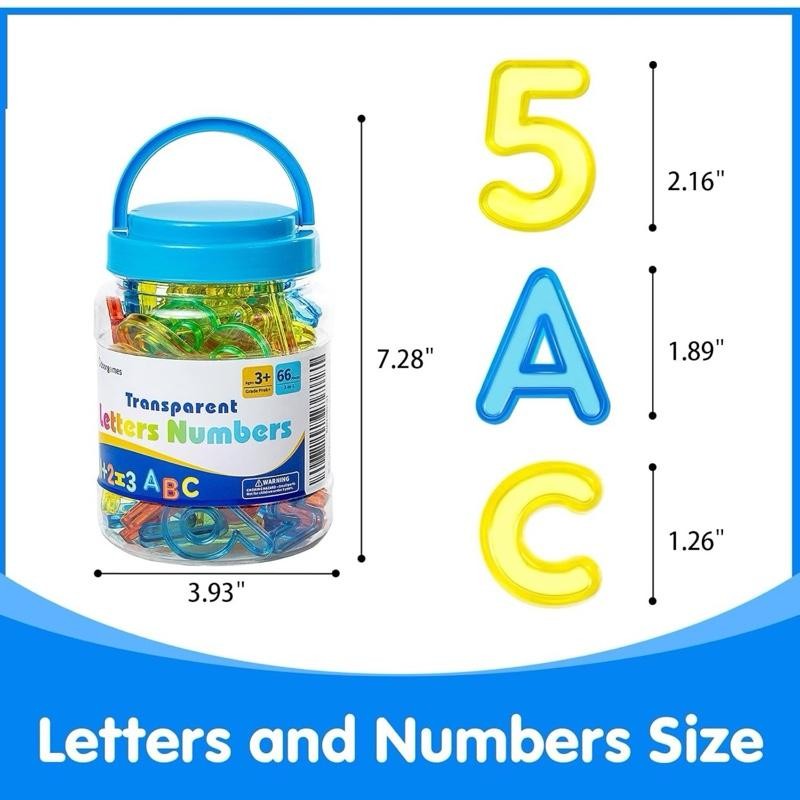 Oscarios 66 Pcs Translucent Letters and Numbers Set with Colorful