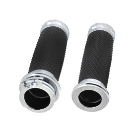 Twilight Garage 1" Chrome Motorcycle Hand Grip Handlebar Grips Cable Throttle Compatible with Harley Davidson Sportster Honda Yamaha Suzuki Kawasaki Harley Cruiser