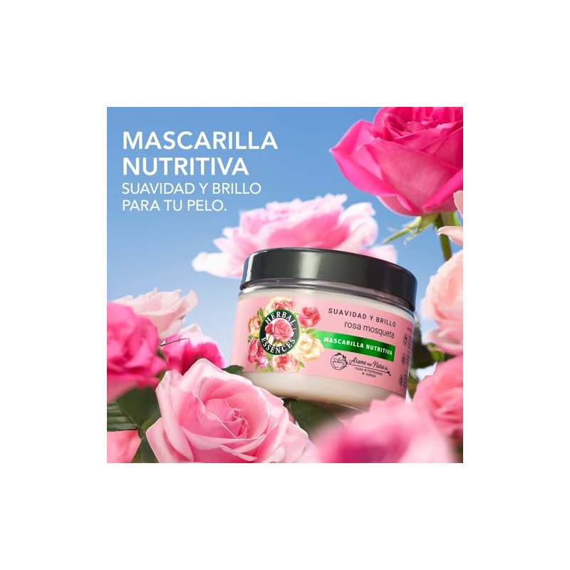 Herbal Essences Mascarilla Capilar Nutritiva Suavidad Brillo Rosa Mosqueta Aroma