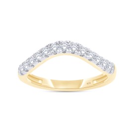 SAVEARTH DIAMONDS 1/3 Carat (ctw) Lab Created Moissanite Diamond Half Eternity Curved Wedding Band 14k Yellow Gold Over Sterling Silver for Women with 2.5MM Width, (0.33 Ctw)