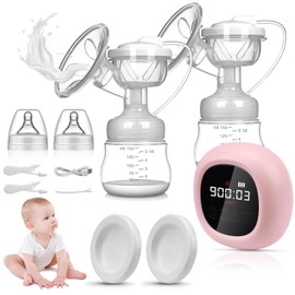 Extractor De Leche Eléctrico Tipo C Portátil,Doble Breast Pump 150ML Inalámbrico, Ultra Silencioso Con 3 Modos Ajustables Y 9 Nivel Succión, Leche Con Botella De Almacenamiento Leche Para Madre Nueva