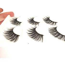 Imported Fiber 3D Mink False Eye lashes Handmade Reusable Long Cross Makeup Natural 3D Fake Thick Black EyeLashes 3 Pairs(3D-01)
