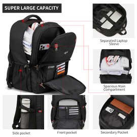 Cafele 17.3 inch Laptop Backpack,Extra Large Backpack Bookbag Computer Rucksack with USB Charging Port,Water Resistant Sturdy Backpack for Business College School Travel,Men Women Casual Daypack,Black