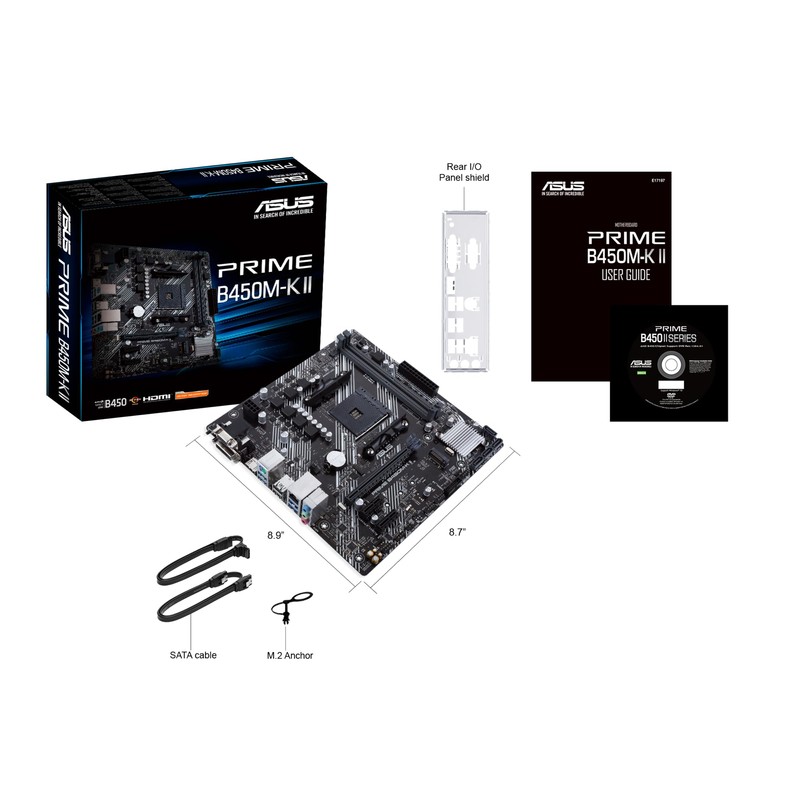 Asustek computer PRIME B450M-K II ATX +2GLN+U3.2+M2 SATA6+4XDDR9