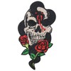Parche bordado de rosa de serpiente y calavera para planchar