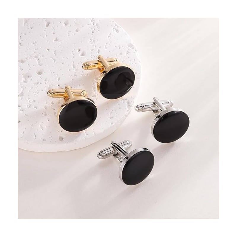 Cufflinks for Men, Tuxedo Studs and Cufflinks Set, Classic Black