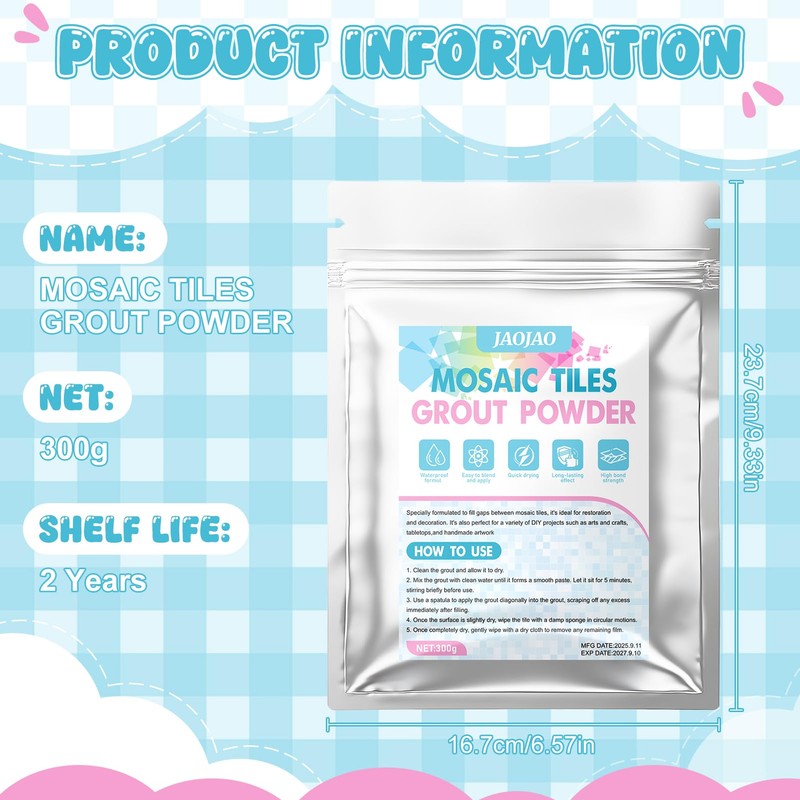 JAOJAO 10.6Oz Mosaic Grout Powder Mosaic Grout for Crafts White