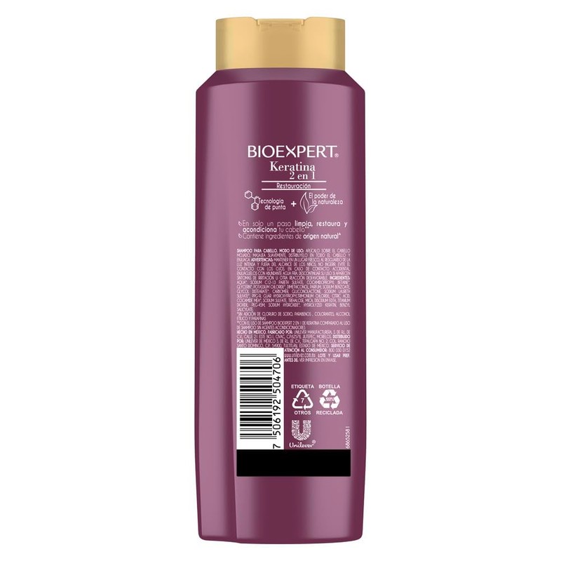 Bioexpert 2 in 1 Shampoo and Conditioner - Keratina 650ml