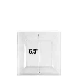 EcoQuality 6.5" inch Clear Square Plastic Plates - Disposable China Like Party Plates, Heavy Duty Dessert Plates, Salad Plate, Dinners, Dessert, Wedding, Serveware, Catering (80)