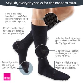 mediven for Men Select 15-20 mmHg Compression Dress Socks, Grey VI-Extra Wide Tall