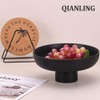 QIANLING Large Black Decorative Bowl - Black Fluted Pedestal Bowl,
