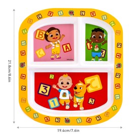 Zawadi Global Cocomelon 3 Section Reusable Childrens Kids Toddlers Divided Breakfast Lunch Dinner Plate
