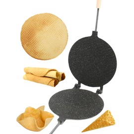 PetriStor Waffle Maker Round Has Nonstick Coating Size 8 in - Waffle Cone Maker - Krumkake Iron - Wafer Maker - Waffle Cone Maker Machine - Stroopwafel Maker - Ice Cream Cone Maker
