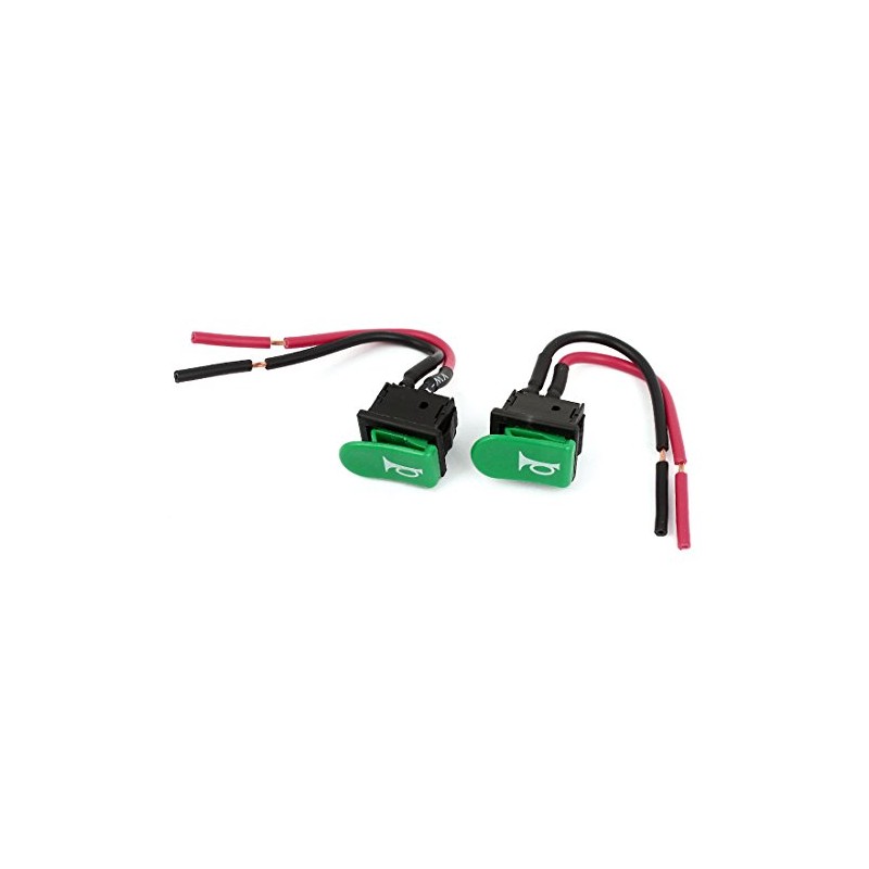 sourcing map 2 Pcs SPST Green Horn Button Momentary Wired