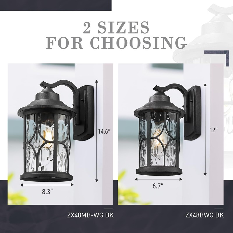 zeyu 2 Pack Patio Wall Light Fixture, 12 Inch Outdoor
