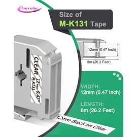 Anycolor M-K131 Clear Tape Replacement for Brother P-Touch M Tape M131 MK131 12mm 0.47'' Clear PTM95 Label Tape for P Touch PT-M95 PT70BM PT-90 PT-70 PT-65 PT-45 Label Maker, 6-Pack
