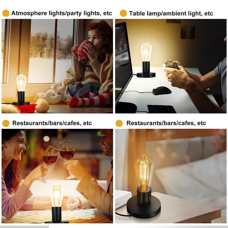 Polished Metal Desktop Lamp Base, E26/E27 Edison Screw Light Bulb