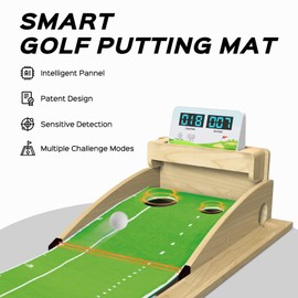 Premium Putting Green Indoor Mat with Smart Putt Counter & Dual Training Holes – Non-Slip Velvet Golf Mat for Home, Office, Backyard – Ideal Golf Gift for Men & Women