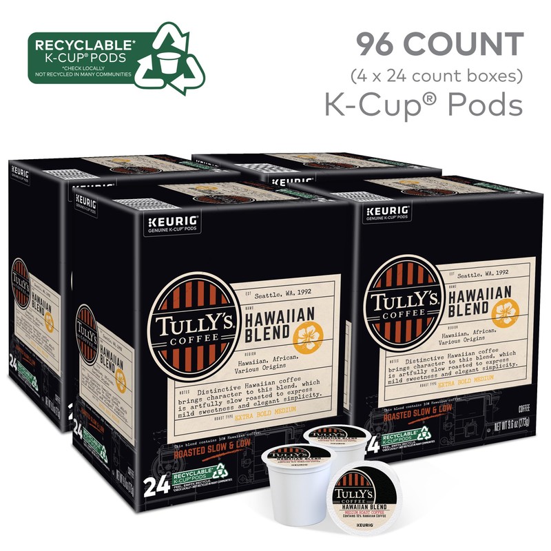 Tully's Coffee Hawaiian Blend Keurig Single-Serve K-Cup Pods, Medium Roast