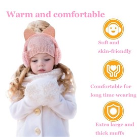 UQMIQURA Winter Ear Muffs Children, Ear Warmers Girls Winter Ear Warmers, Adjustable Ear Warmers, Cold Protection Earmuffs, Soft Plush Earmuffs for Outdoor Activities in Winter - Pink, pink