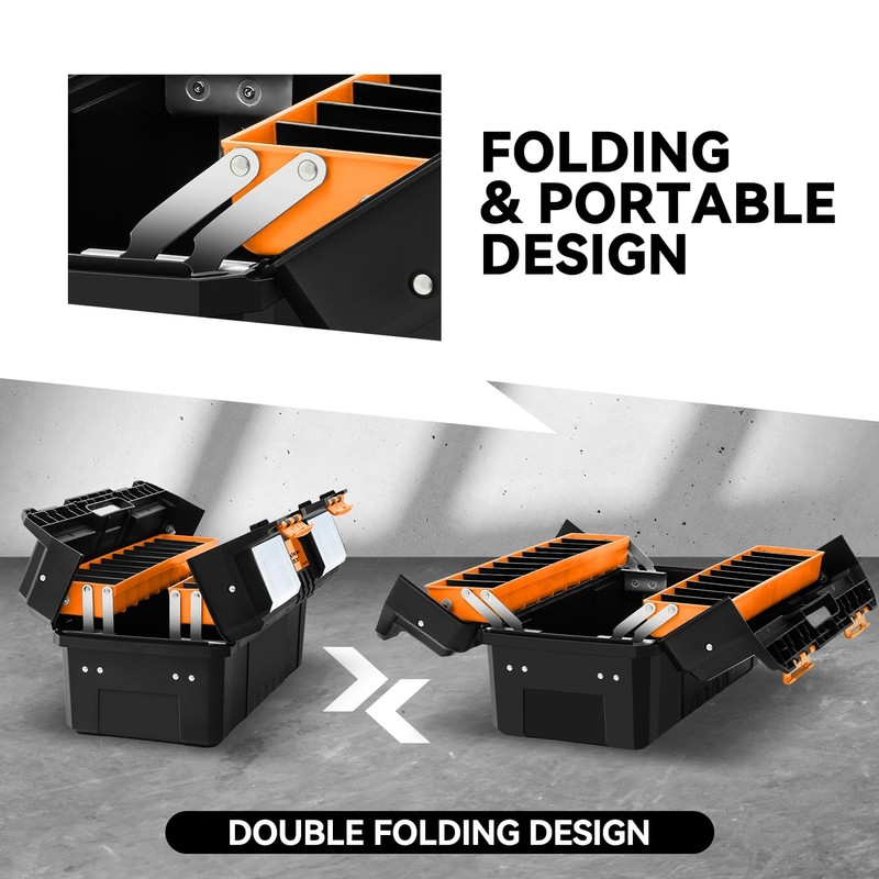 Auto Dynasty Tool Box Set Portable 2-layer Folding Toolbox with