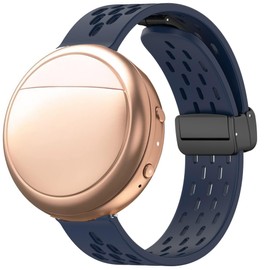 Lamshaw Compatible with Embr Wave 2 Band, Breathable Soft Silicone Magnetic Butterfly Clousure Sport Replacemet Band Straps Compatible for Embr Wave 2 Thermal Wristband (for wave 2, Dark Blue)