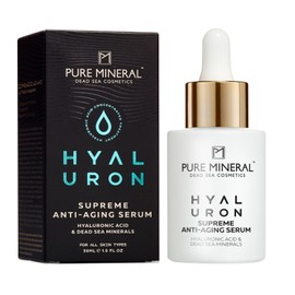Pure Mineral - Supreme Hyaluron Anti-Aging Serum für alle Hauttypen - Intensive Anti-Falten Wirkung, Tote Meer Mineralien, Lifting-Effekt - Ohne Silikone, Sulfate, Parabene - 30ml
