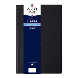 Quobadis qv02701bk Notebook Diary "H24/24 Ampara" (Week Vertical Begins December 2025, B5 Model, 6.3 x 9.4 inches (16 x 24 cm), French Version) Black QUOVADIS qv02701bk