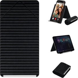 Soporte Flexible para Celular y Tablet, Stand de Silicona Plegable con Núcleo de Aluminio, Soporte Ajustable Antideslizante para Viajes, Avión, Oficina, Cocina (Negro)
